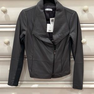 Vince moto leather jacket grey
